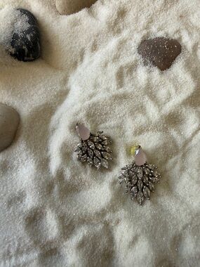 J. Crew Pink Teardrop Crystal Fan Earrings